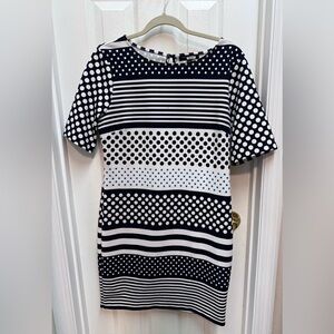 Banana Republic Navy and White Stripes and Polka dot dress